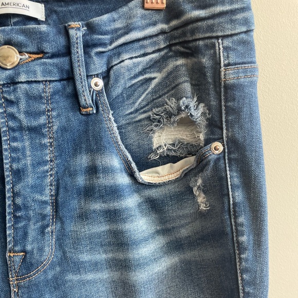 Good American Good Legs Crop High Rise Skinny Distressed Blue Jeans - Picture 2 of 6